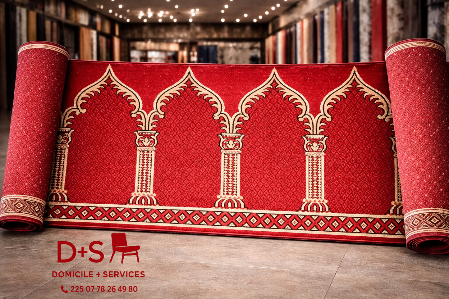 TAPIS DE MOSQUÉE 36 m² VERT & ROUGE